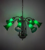 Meyda 24" Wide Green Tiffany Pond Lily 7 Lt Chandelier