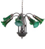 Meyda 24" Wide Green Tiffany Pond Lily 7 Lt Chandelier