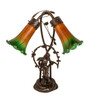 Meyda 17" High Amber/green Tiffany Pond Lily 2 Light Trellis Girl Accent Lamp