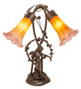 Meyda 17" High Amber/purple Tiffany Pond Lily 2 Light Trellis Girl Accent Lamp