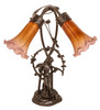 Meyda 17" High Amber/purple Tiffany Pond Lily 2 Light Trellis Girl Accent Lamp