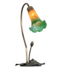 Meyda 16" High Amber/green Tiffany Pond Lily Accent Lamp