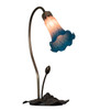 Meyda 16" High Pink/blue Tiffany Pond Lily Accent Lamp