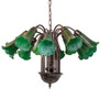 Meyda 24" Wide Green Tiffany Pond Lily 12 Light Chandelier