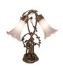 Meyda 17" High Gray Tiffany Pond Lily 2 Light Trellis Girl Accent Lamp