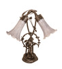 Meyda 17" High Gray Tiffany Pond Lily 2 Light Trellis Girl Accent Lamp