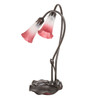 Meyda 16" High Pink/white Tiffany Pond Lily 2 Light Accent Lamp