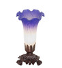 Meyda 8" High Blue/white Pond Lily Victorian Mini Lamp