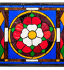 Meyda 33" Wide X 10" High Tudor Trio Stained Glass Window