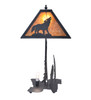 Meyda 22" High Wolf At Dawn W/lighted Base Table Lamp