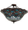 Meyda 28" Wide Tiffany Peacock Feather Inverted Pendant