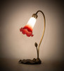 Meyda 16" High Red/white Tiffany Pond Lily Accent Lamp