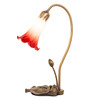 Meyda 16" High Red/white Tiffany Pond Lily Accent Lamp