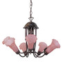 Meyda 24" Wide Pond Lily Pink 7 Light Chandelier