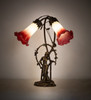 Meyda 17" High Seafoam/cranberry Tiffany Pond Lily 2 Light Trellis Girl Accent Lamp