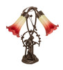 Meyda 17" High Seafoam/cranberry Tiffany Pond Lily 2 Light Trellis Girl Accent Lamp
