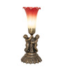 Meyda 13" High Seafoam/cranberry Tiffany Pond Lily Twin Cherub Accent Lamp