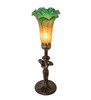 Meyda 15" High Amber/green Tiffany Pond Lily Nouveau Lady Accent Lamp