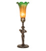 Meyda 15" High Amber/green Tiffany Pond Lily Nouveau Lady Accent Lamp