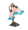 Meyda 16" High Pink/blue Tiffany Pond Lily 3 Light Accent Lamp