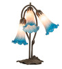 Meyda 16" High Pink/blue Tiffany Pond Lily 3 Light Accent Lamp