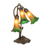 Meyda 16" High Amber/green Tiffany Pond Lily 3 Light Accent Lamp