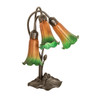 Meyda 16" High Amber/green Tiffany Pond Lily 3 Light Accent Lamp