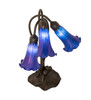 Meyda 16" High Blue Tiffany Pond Lily 3 Light Accent Lamp