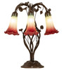Meyda 18" High Seafoam/cranberry Tiffany Pond Lily 6 Light Table Lamp