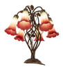 Meyda 18" High Seafoam/cranberry Tiffany Pond Lily 6 Light Table Lamp