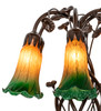 Meyda 18" High Amber/green Tiffany Pond Lily 6 Light Table Lamp
