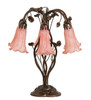 Meyda 18" High Pink Tiffany Pond Lily 6 Light Table Lamp