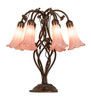 Meyda 18" High Pink Tiffany Pond Lily 6 Light Table Lamp