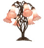 Meyda 18" High Pink Tiffany Pond Lily 6 Light Table Lamp