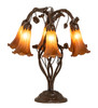 Meyda 18" High Amber Tiffany Pond Lily 6 Light Table Lamp