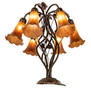 Meyda 18" High Amber Tiffany Pond Lily 6 Light Table Lamp