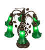 Meyda 18" High Green Tiffany Pond Lily 6 Light Table Lamp