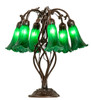 Meyda 18" High Green Tiffany Pond Lily 6 Light Table Lamp