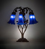 Meyda 18" High Blue Tiffany Pond Lily 6 Light Table Lamp