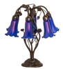 Meyda 18" High Blue Tiffany Pond Lily 6 Light Table Lamp