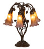 Meyda 18" High Amber/purple Tiffany Pond Lily 6 Light Table Lamp