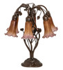 Meyda 18" High Amber/purple Tiffany Pond Lily 6 Light Table Lamp