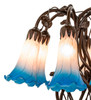 Meyda 18" High Pink/blue Tiffany Pond Lily 6 Light Table Lamp