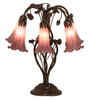 Meyda 18" High Lavender Tiffany Pond Lily 6 Light Table Lamp