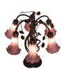 Meyda 18" High Lavender Tiffany Pond Lily 6 Light Table Lamp