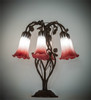 Meyda 19" High Pink/white Tiffany Pond Lily 6 Light Table Lamp