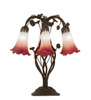 Meyda 19" High Pink/white Tiffany Pond Lily 6 Light Table Lamp