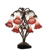 Meyda 19" High Pink/white Tiffany Pond Lily 6 Light Table Lamp