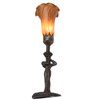 Meyda 15" High Amber Tiffany Pond Lily Nouveau Lady Accent Lamp - 259383