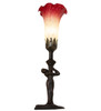 Meyda 15" High Seafoam/cranberry Tiffany Pond Lily Nouveau Lady Accent Lamp